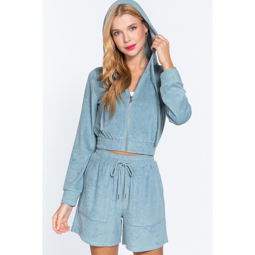 Hoodie Terry Towelling Jacket - Picture 1 of 8